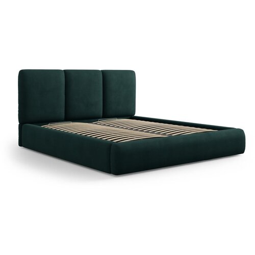 Mazzini Beds Tamno zeleni tapecirani bračni krevet s prostorom za odlaganje s podnicom 200x200 cm Brody – Cijene