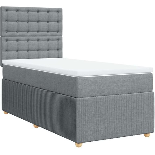 VidaXL Okvir kreveta s oprugama i madrac svjetlosivi 90x200cm tkanina Slike