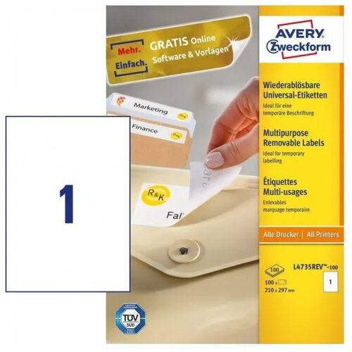 Avery Zweckform Odstranljive univerzalne etikete 210 x 297 mm Cene
