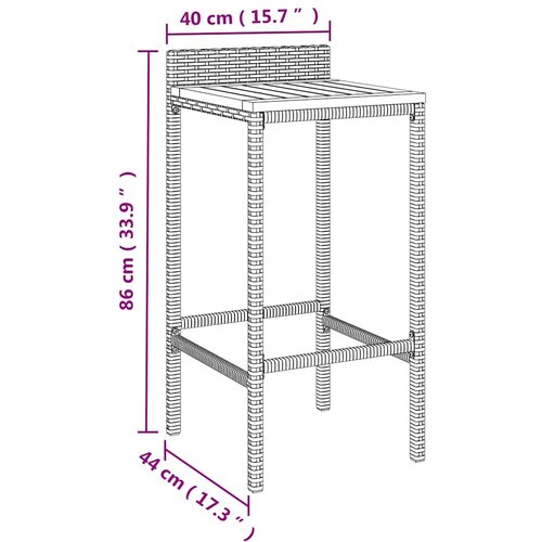  5-dijelni vrtni barski set crni od poliratana i drva bagrema Crna 70 cm table length Slike