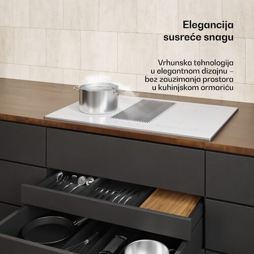 Klarstein Velaire indukcijska kuhalna plo&amp;scaron;ča z napo | 4 kuhali&amp;scaron;ča | 8400 W | 80 cm Slike