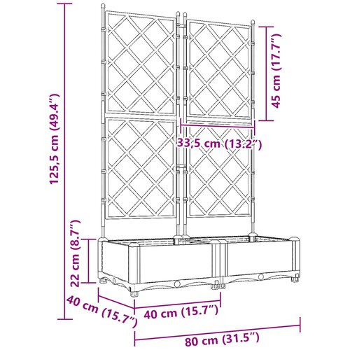  Vrtna saksija 2 kom. Siva 80 x 40 x 125,5 cm PP Slike