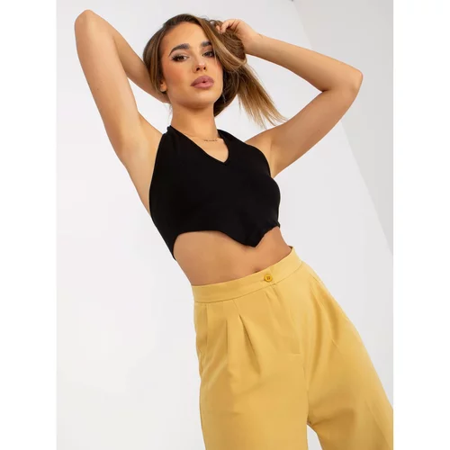 Fashion Hunters Dark yellow wide trousers in high-waisted fabric