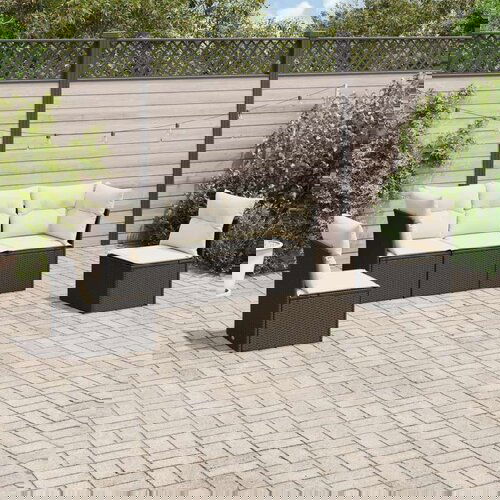  5-dijelna vrtna garnitura od poliratana s jastucima crna Cijene