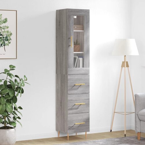 VidaXL Visoka omara siva sonoma 34,5x34x180 cm inženirski les Slike