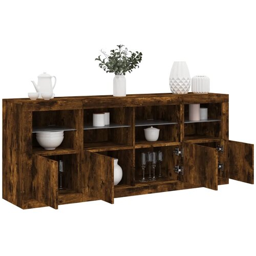 vidaXL Komoda s LED svjetlima boja dimljenog hrasta 163x37x67 cm Cijene