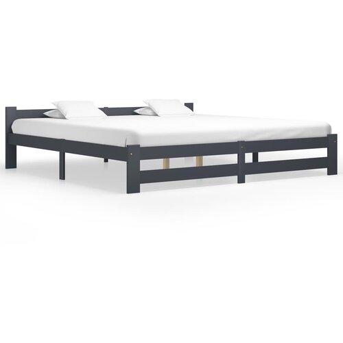 VidaXL posteljni okvir temno siv iz trdne borovine 200x200 cm Slike