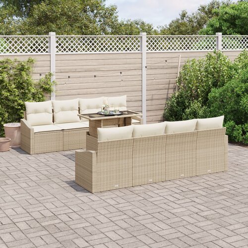 VidaXL 9-dijelni vrtni sofa set s jastucima bež poli ratan Slike