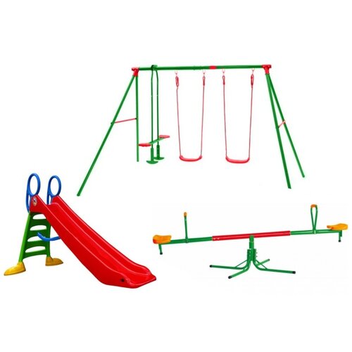  Dečiji komplet za dvori&scaron;te ( Fun & Relax ) Ljulja&scaron;ka + Tobogan + Klackalica Cene