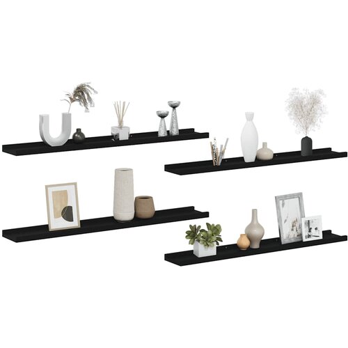  Zidne police 4 kom crne 80 x 9 x 3 cm Slike