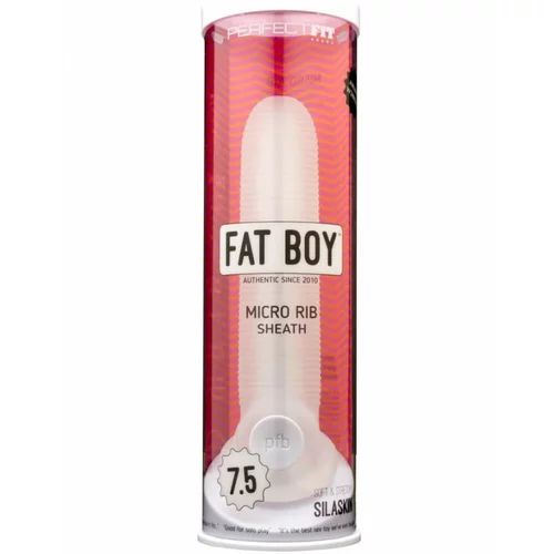 PerfectFIT Fat Boy Micro Ribbed - ovitek za penis (19 cm) - mlečno bela