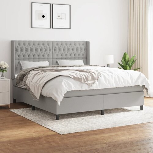 The Living Store Box spring postelja z vzmetnico svetlo siva 180x200 cm blago - Box Spring Postelja, (21518924) Cene