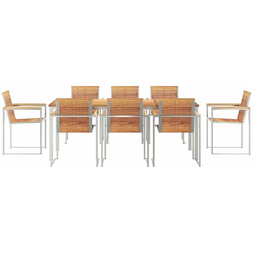  Vrtni set za objed 9 pcs Masivni teak drvo i nehrđajući čelik Slike