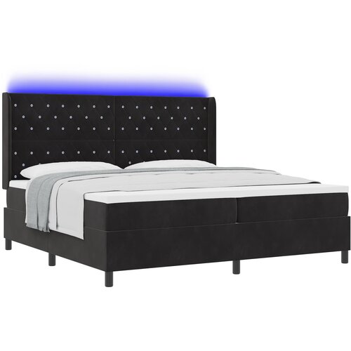 vidaXL Postelja s vzmetnico in LED svetlobo Črna 200x200 cm Žamet, (22049061) Cene