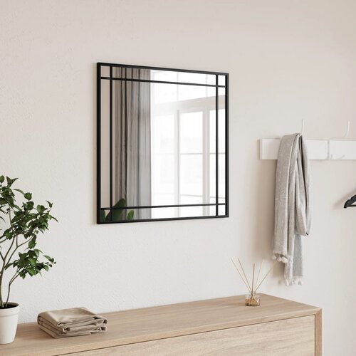 vidaXL Zidno ogledalo crno 50x50 cm četvrtasto željezno Cijene