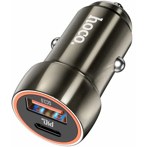 Hoco Auto punjac HOCO. Z46A USB A + Type C PD QC3.0 3A 20W siva Cene