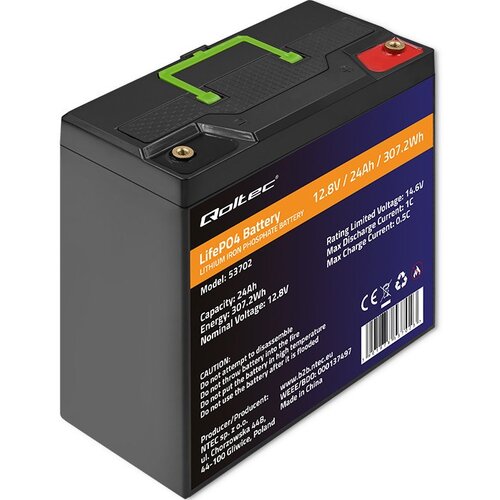 Qoltec 53702 LiFePO4 lithium iron phosphate battery | 12.8V | 24Ah | 307.2Wh | BMS Cijene