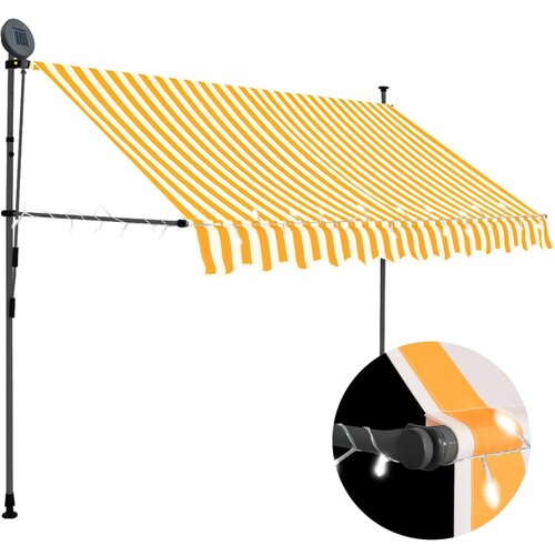 VidaXL Ročno zložljiva tenda z LED lučmi 300 cm bela in oranžna Slike