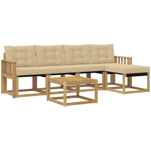 vidaXL Zunanja garnitura za sedenje z blazino 6 pcs Bela in bež, (5000279551) Cene