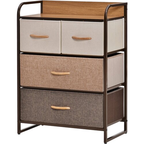 HOMCOM Komoda s 4 zložljivimi predali iz blaga in policami iz MDF, pohi&amp;scaron;tvo za dnevno sobo, 58x29x78,5 cm, večbarvna, (20755403) Slike