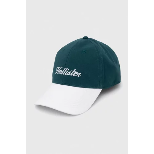 Hollister Co. Bombažna bejzbolska kapa zelena barva