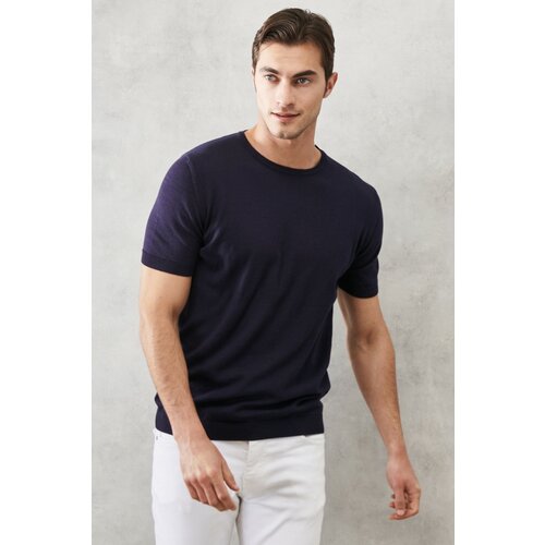 ALTINYILDIZ CLASSICS Men's Navy Blue Standard Fit Crew Neck 100% Cotton Knitwear T-Shirt Slike