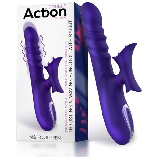 Action No. Fourteen Thrusting &amp;amp; Waving Function with Rabbit Liquid Silicone Purple Slike