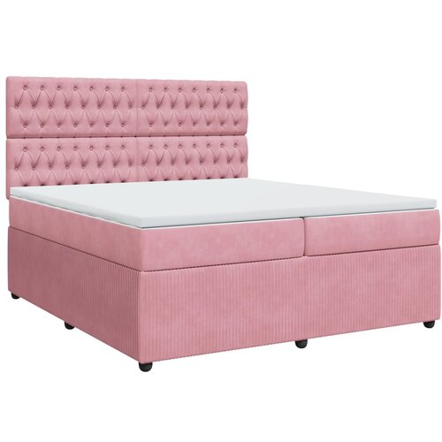 vidaXL Box spring postelja z vzmetnico roza 200x200 cm žamet, (21307328) Cene