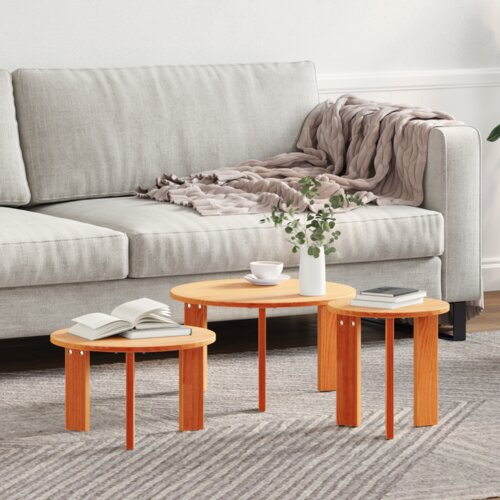  Set stolića za kavu 3 pcs Voštano smeđa 47.5 x 47.5 x 27 cm Cijene
