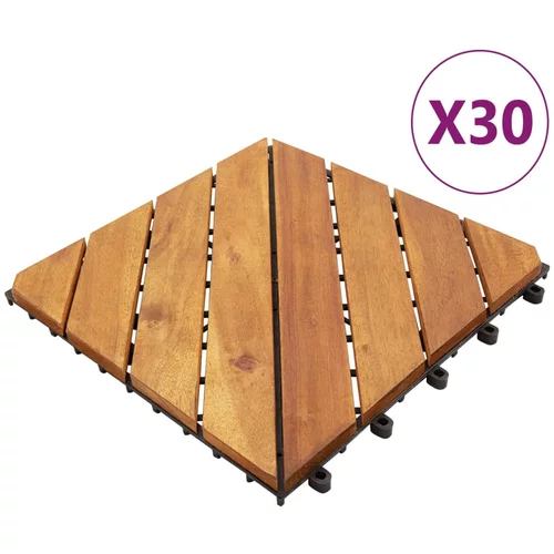 vidaXL Pločice za trijem 30 kom smeđe 30 x 30 cm masivno drvo bagrema