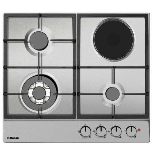 Hansa Ploča za kuhanje BHMI611302, kombinirana, 3 plin + 1 struja, inox, gus re&amp;scaron;etka, wok plamenik Slike