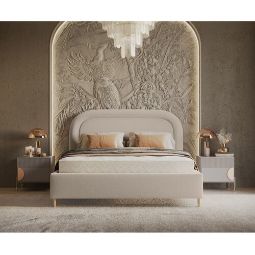 Maison de R&amp;ecirc;ve Bež tapecirani bračni krevet s prostorom za odlaganje s podnicom 160x200 cm Mija &amp;ndash; Slike