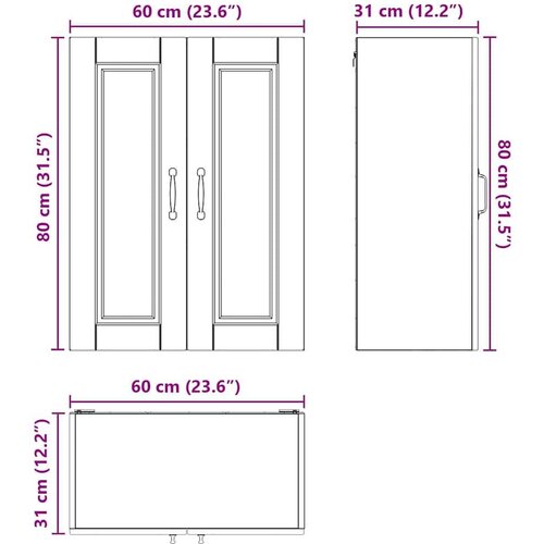 VidaXL Zidni kuhinjski ormarić Crna 60 x 31 x 80 cm Konstruirano drvo Slike