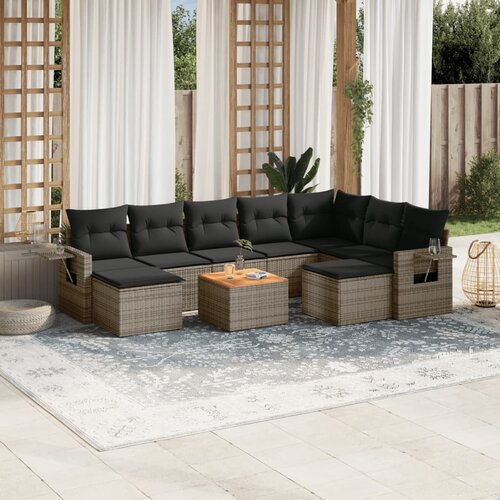 vidaXL 10-dijelni set vrtnih sofa od poliratana s jastucima sivi Cijene
