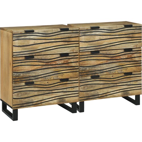 vidaXL Stranske omare 2 pcs Rjava Srednja Trdnina mango lesa Cene