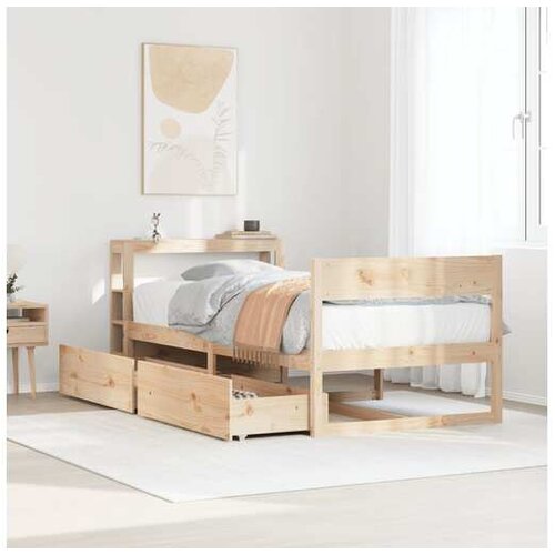 vidaXL Posteljni okvir brez vzmetnice 75x190 cm trdna borovina Cene