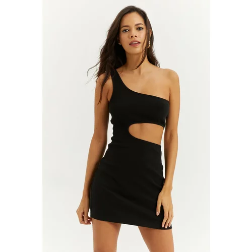 Cool & Sexy Women's Black Decollete Mini Dress B1817