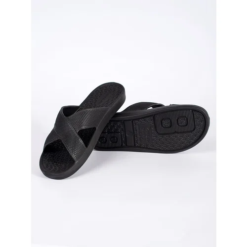 Shelvt Men's black pool slippers