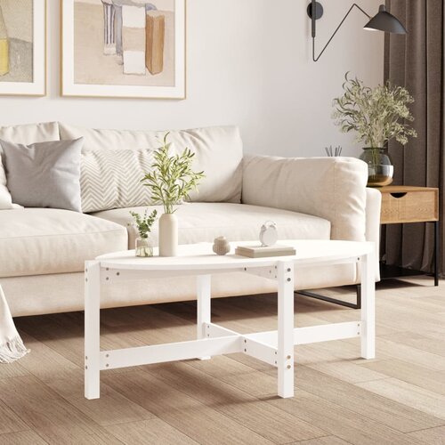 VidaXL Klubska mizica bela 118x63x45 trdna borovina Slike