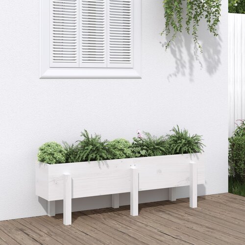 vidaXL Povišena vrtna gredica bijela 121 x 30 x 38 cm masivna borovina Cijene
