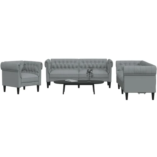  3-dijelni set sofa svjetlosivi od tkanine