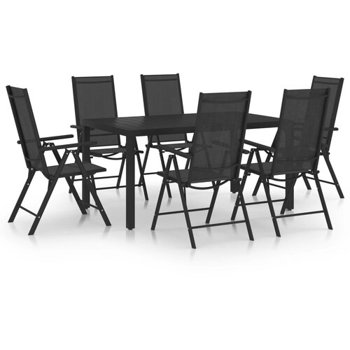  7-dijelni vrtni blagovaonski set aluminijski crni Cene