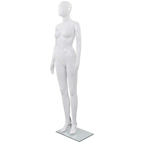 VidaXL Celotna ženska izložbena lutka s stekleno osnovo bela 175 cm Slike