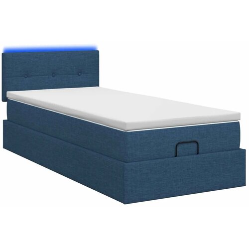  Krevet od pjene s madracem i LED-om Plava 80 x 200 cm Tkanina - Plava 80 x 200 cm Pro&amp;scaron;iveno gumbima Slike