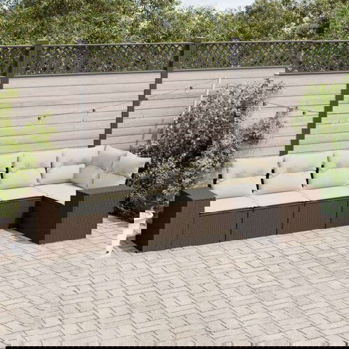 vidaXL 6-dijelni set vrtnih sofa od poliratana s jastucima smeđi Cijene