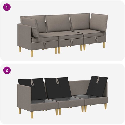  Set namje&amp;scaron;taja za dnevni boravak 3 pcs Sivosmeđa Tkanina Slike