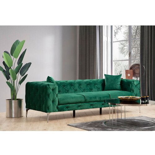 Atelier Del Sofa Temno zelena žametna sedežna garnitura 237 cm Como – Cene