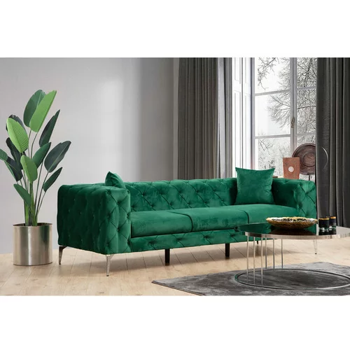 Atelier Del Sofa Temno zelena žametna sedežna garnitura 237 cm Como –