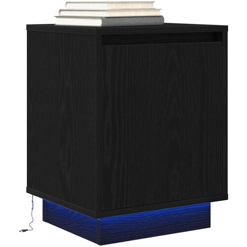 VidaXL Noćni ormarić s LED svjetlima crni 38x34x50 cm Slike
