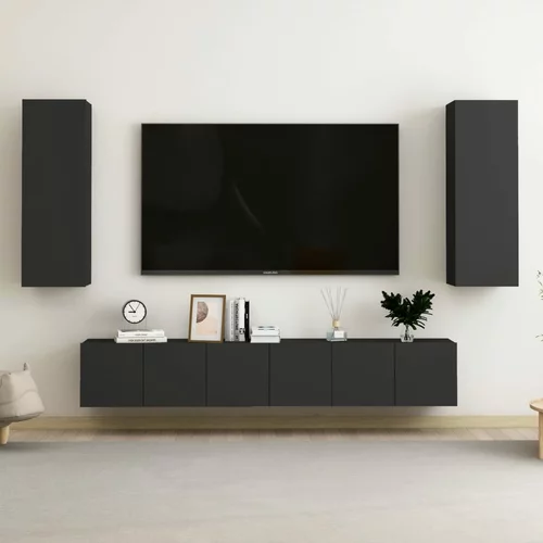 TV Komplet TV omaric 5-delni črna iverna plošča